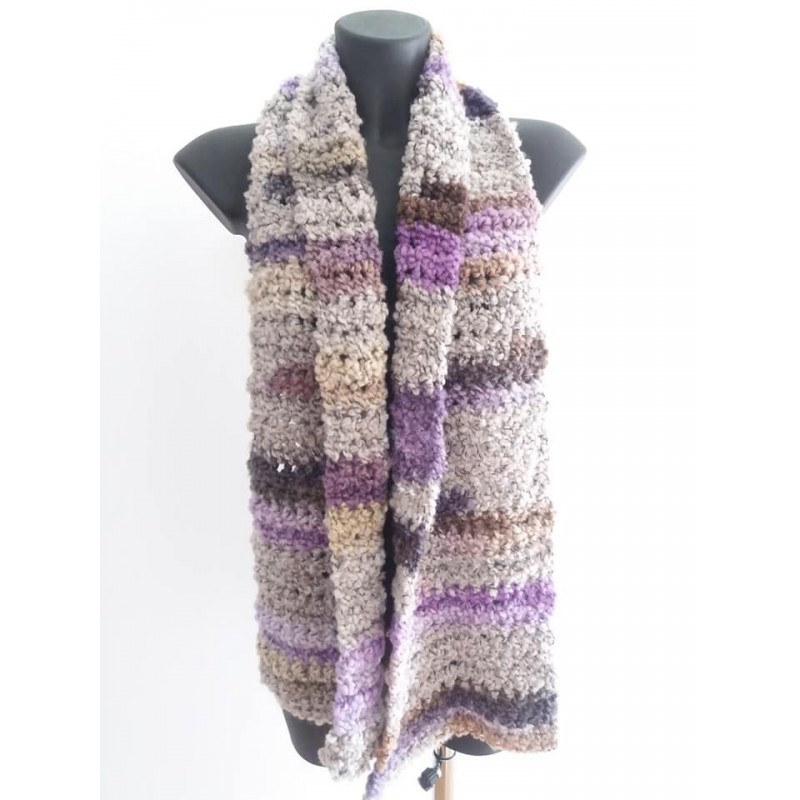 Sciarpa lana riccia grigio/lilla