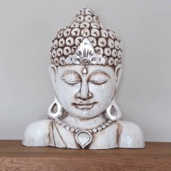 Buddha in legno decapato mezzobusto